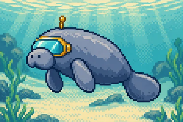 A manatee swimming in the lagoon